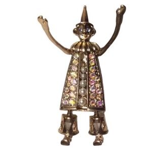 UNBRANDED Faux PEARL And RHINESTONE Clown
BROOCH With MOVABLE Arms And Legs